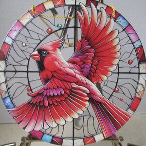 Red Cardinal Suncatcher 8 in Round NWOT